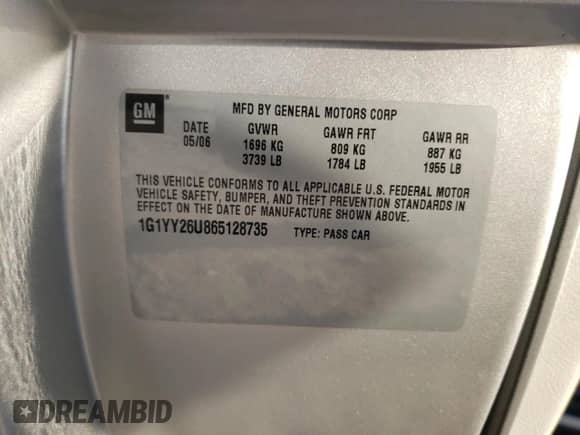 2006 Chevrolet Corvette с VIN 1G1YY26U865128735, выставлен на аукционе Copart как лот 76622744 с пробегом 64 542 миль миль и Чистый • Clean title. История ставок и продаж доступна на DreamBid. Изображение 13.