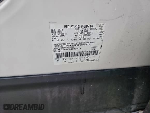 ✅ 2016 Ford Explorer XLT • VIN: 1FM5K7D80GGD21879 • Лот: 95105185. Опубликован ранее на Copart с пробегом 88 049 миль. Бесплатный доступ к архиву аукционных продаж из США и подробный отчёт об истории автомобиля на DreamBid. Изображение 12.