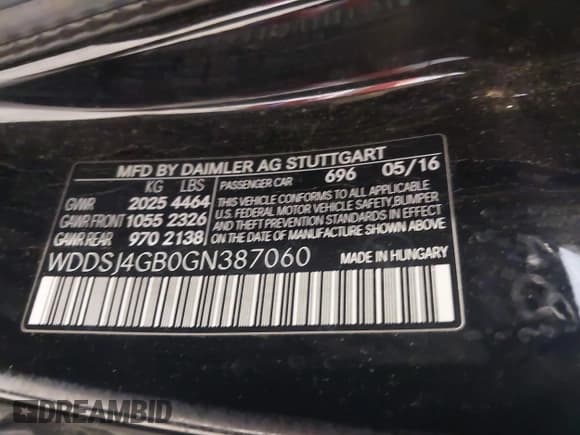 ✅ 2016 Mercedes-Benz CLA 250 • VIN: WDDSJ4GB0GN387060 • Lot: 42494463. Listed on IAAI with 116,350 mi. Free auction sales archive from the USA and detailed vehicle history report at DreamBid. Image 9.