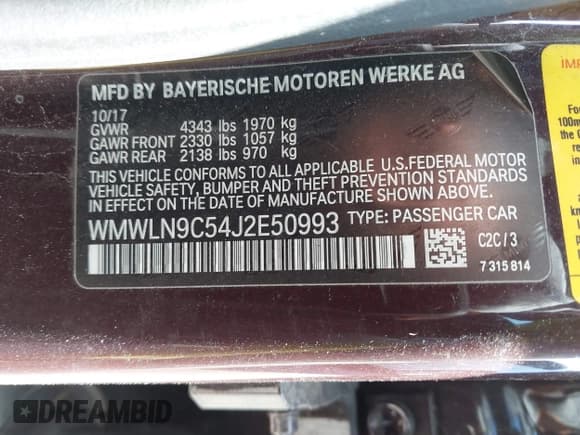 ✅ 2018 MINI Clubman Cooper S • VIN: WMWLN9C54J2E50993 • Lot: 43382841. Listed on IAAI with 86,231 mi. Free auction sales archive from the USA and detailed vehicle history report at DreamBid. Image 9.