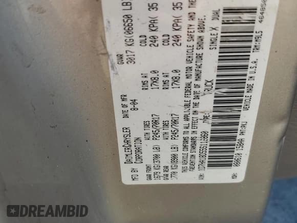 ✅ 2005 Dodge 1500 SLT • VIN: 1D7HA18D55S116860 • Лот: 76094404. Опубликован ранее на Copart с пробегом 328 943 миль. Бесплатный доступ к архиву аукционных продаж из США и подробный отчёт об истории автомобиля на DreamBid. Изображение 14.