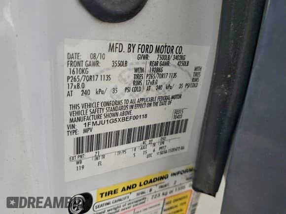 ✅ 2011 Ford Expedition XL • VIN: 1FMJU1G5XBEF00118 • Лот: 93971565. Опубликован ранее на Copart с пробегом 181 616 миль. Бесплатный доступ к архиву аукционных продаж из США и подробный отчёт об истории автомобиля на DreamBid. Изображение 13.