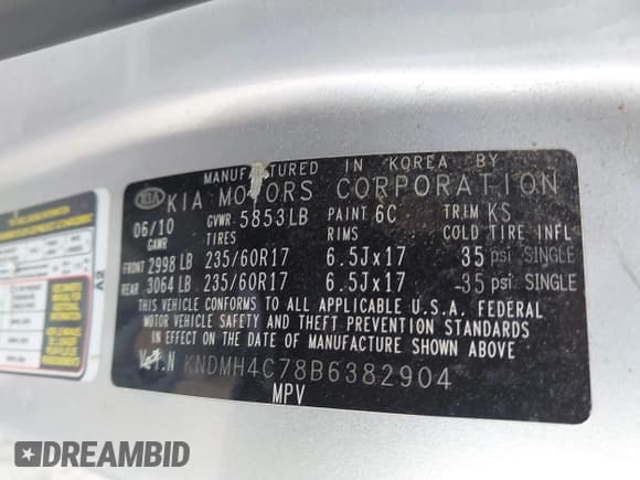 ✅ 2011 Kia Sedona EX • VIN: KNDMH4C78B6382904 • Лот: 43114130. Опубликован ранее на IAAI с пробегом 170 911 миль. Бесплатный доступ к архиву аукционных продаж из США и подробный отчёт об истории автомобиля на DreamBid. Изображение 9.