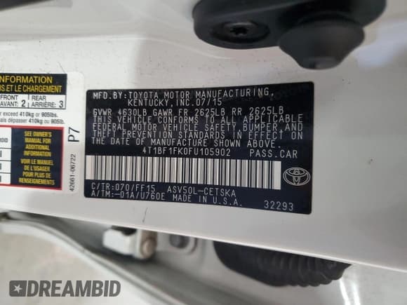 ✅ 2015 Toyota Camry XLE • VIN: 4T1BF1FK0FU105902 • Lot: 91997755. Wystawiony na Copart z przebiegiem 95 542 mil. Bezpłatny archiwum sprzedaży aukcyjnych z USA i szczegółowy raport historii pojazdu na DreamBid. Zdjęcie 12.