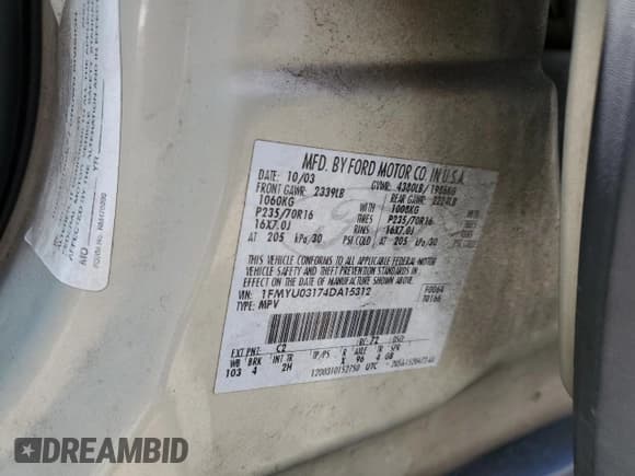 ✅ 2004 Ford Escape XLT • VIN: 1FMYU03174DA15312 • Lot: 58361005. Wystawiony na Copart z przebiegiem 187 066 mil. Bezpłatny archiwum sprzedaży aukcyjnych z USA i szczegółowy raport historii pojazdu na DreamBid. Zdjęcie 13.