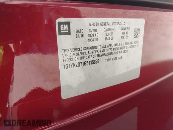 ✅ 2016 Chevrolet Corvette Z51 2LT • VIN: 1G1YK2D71G5115826 • Lot: 42220009. Listed on IAAI with Not provided. Free auction sales archive from the USA and detailed vehicle history report at DreamBid. Image 9.