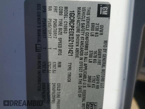 ✅ 2013 Chevrolet Silverado 1500 Work Truck • VIN: 1GCRCPE0XDZ101421 • Lot: 90705165. Listed on Copart with 216,642 mi. Free auction sales archive from the USA and detailed vehicle history report at DreamBid. Image 12.