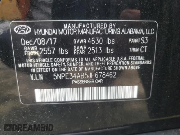 ✅ 2018 Hyundai Sonata Limited Plus • VIN: 5NPE34AB5JH678462 • Lot: 50480303. Listed on Copart with 80,086 mi. Free auction sales archive from the USA and detailed vehicle history report at DreamBid. Image 14.