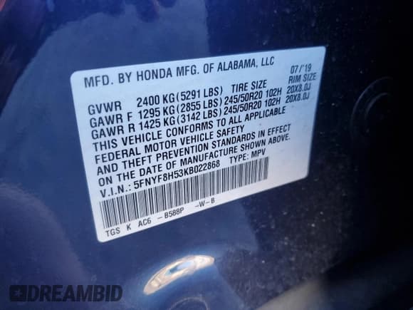✅ 2019 Honda Passport EX-L • VIN: 5FNYF8H53KB022868 • Lot: 82575265. Wystawiony na Copart z przebiegiem 72 514 mil. Bezpłatny archiwum sprzedaży aukcyjnych z USA i szczegółowy raport historii pojazdu na DreamBid. Zdjęcie 13.