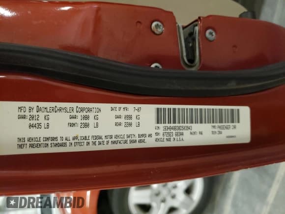 ✅ 2008 Dodge Caliber SXT • VIN: 1B3HB48B38D503943 • Лот: 83564124. Опубликован ранее на Copart с пробегом 63 808 миль. Бесплатный доступ к архиву аукционных продаж из США и подробный отчёт об истории автомобиля на DreamBid. Изображение 13.