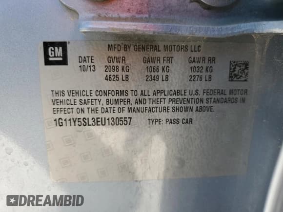✅ 2014 Chevrolet Impala LS • VIN: 1G11Y5SL3EU130557 • Лот: 73435984. Опубликован ранее на Copart с пробегом 131 861 миль. Бесплатный доступ к архиву аукционных продаж из США и подробный отчёт об истории автомобиля на DreamBid. Изображение 12.