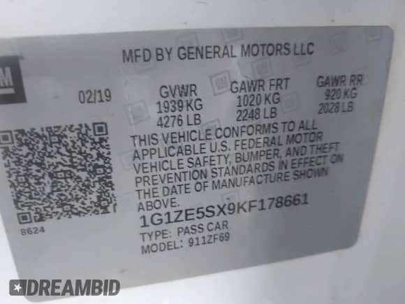 2019 Chevrolet Malibu Premier с VIN 1G1ZE5SX9KF178661, выставлен на аукционе IAAI как лот 43296584 с пробегом 123 374 миль миль и . История ставок и продаж доступна на DreamBid. Изображение 9.