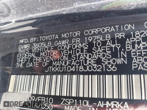 ✅ 2008 Scion xD • VIN: JTKKU10418J032136 • Lot: 42969663. Listed on IAAI with 164,004 mi. Free auction sales archive from the USA and detailed vehicle history report at DreamBid. Image 9.