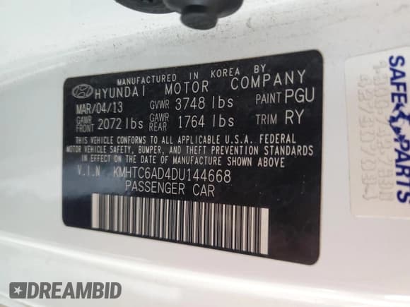 ✅ 2013 Hyundai Veloster w/Black Int • VIN: KMHTC6AD4DU144668 • Lot: 44434685. Wystawiony na Copart z przebiegiem 74 941 mil. Bezpłatny archiwum sprzedaży aukcyjnych z USA i szczegółowy raport historii pojazdu na DreamBid. Zdjęcie 12.