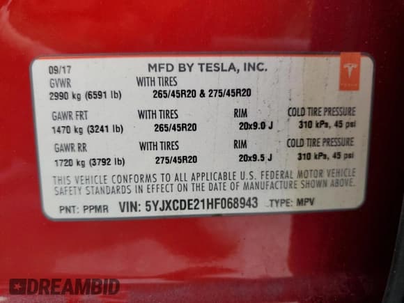 ✅ 2017 Tesla Model X 90D • VIN: 5YJXCDE21HF068943 • Lot: 85755345. Listed on Copart with 93,363 mi. Free auction sales archive from the USA and detailed vehicle history report at DreamBid. Image 12.