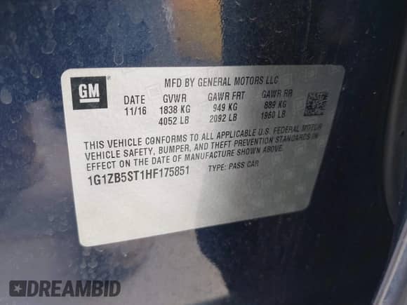 2017 Chevrolet Malibu LS с VIN 1G1ZB5ST1HF175851, выставлен на аукционе IAAI как лот 43211369 с пробегом 102 642 миль миль и . История ставок и продаж доступна на DreamBid. Изображение 9.