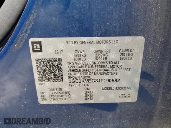 ✅ 2018 Chevrolet Silverado 2500HD LT • VIN: 1GC1KVEG8JF190582 • Lot: 47022945. Wystawiony na Copart z przebiegiem 220 138 mil. Bezpłatny archiwum sprzedaży aukcyjnych z USA i szczegółowy raport historii pojazdu na DreamBid. Zdjęcie 12.