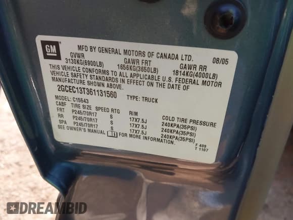 ✅ 2006 Chevrolet Silverado 1500 LT1 • VIN: 2GCEC13T361131560 • Лот: 43351570. Опубликован ранее на IAAI с пробегом 152 961 миль. Бесплатный доступ к архиву аукционных продаж из США и подробный отчёт об истории автомобиля на DreamBid. Изображение 9.