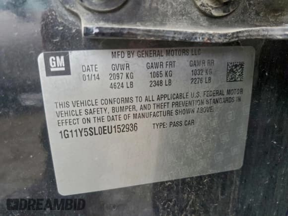 ✅ 2014 Chevrolet Impala LS • VIN: 1G11Y5SL0EU152936 • Lot: 94667655. Listed on Copart with 154,787 mi. Free auction sales archive from the USA and detailed vehicle history report at DreamBid. Image 12.