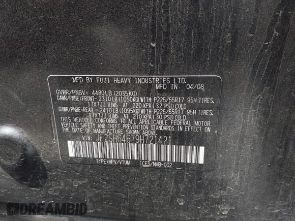 ✅ 2009 Subaru Forester X Limited • VIN: JF2SH64679H721421 • Lot: 42271216. Listed on IAAI with 155,982 mi. Free auction sales archive from the USA and detailed vehicle history report at DreamBid. Image 9.