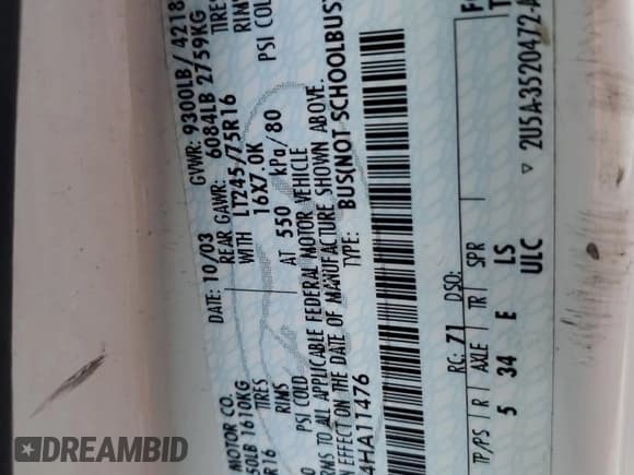 ✅ 2004 Ford Econoline Passenger XL • VIN: 1FBSS31S34HA11476 • Lot: 70597465. Wystawiony na Copart z przebiegiem 264 900 mil. Bezpłatny archiwum sprzedaży aukcyjnych z USA i szczegółowy raport historii pojazdu na DreamBid. Zdjęcie 13.