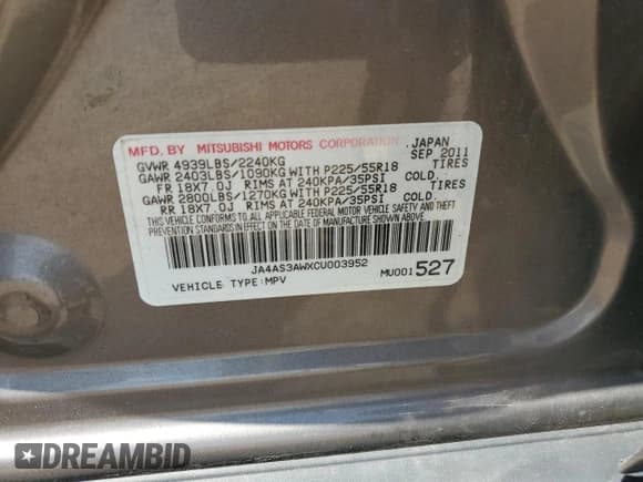 ✅ 2012 Mitsubishi Outlander SE • VIN: JA4AS3AWXCU003952 • Lot: 68189355. Wystawiony na Copart z przebiegiem 208 104 mil. Bezpłatny archiwum sprzedaży aukcyjnych z USA i szczegółowy raport historii pojazdu na DreamBid. Zdjęcie 13.