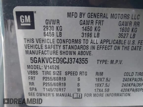 ✅ 2012 Buick Enclave Leather • VIN: 5GAKVCED9CJ374355 • Лот: 43447392. Опубликован ранее на IAAI с пробегом 147 754 миль. Бесплатный доступ к архиву аукционных продаж из США и подробный отчёт об истории автомобиля на DreamBid. Изображение 9.