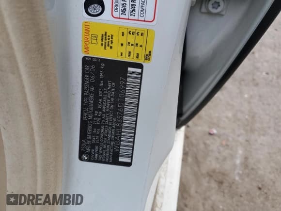 ✅ 2006 BMW 7 Series 750i • VIN: WBAHL83576DT06997 • Lot: 88894455. Listed on Copart with 145,209 mi. Free auction sales archive from the USA and detailed vehicle history report at DreamBid. Image 12.