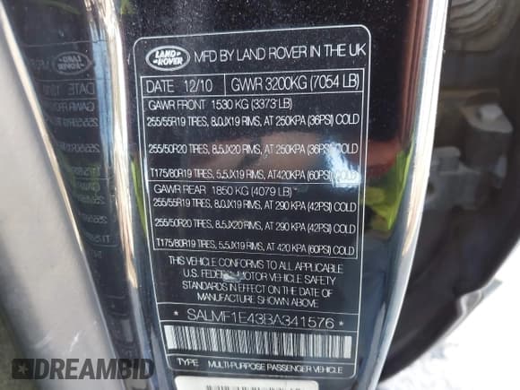 ✅ 2011 Land Rover Range Rover SC • VIN: SALMF1E43BA341576 • Лот: 43666413. Опубликован ранее на IAAI с пробегом 134 716 миль. Бесплатный доступ к архиву аукционных продаж из США и подробный отчёт об истории автомобиля на DreamBid. Изображение 9.