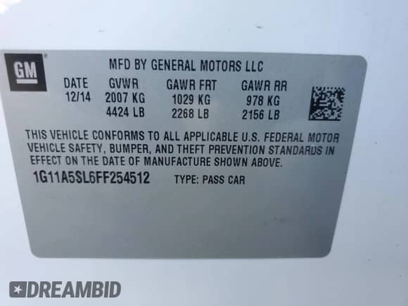 2015 Chevrolet Malibu LS с VIN 1G11A5SL6FF254512, выставлен на аукционе Copart как лот 76020604 с пробегом 48 154 миль миль и Списание • Salvage title. История ставок и продаж доступна на DreamBid. Изображение 12.