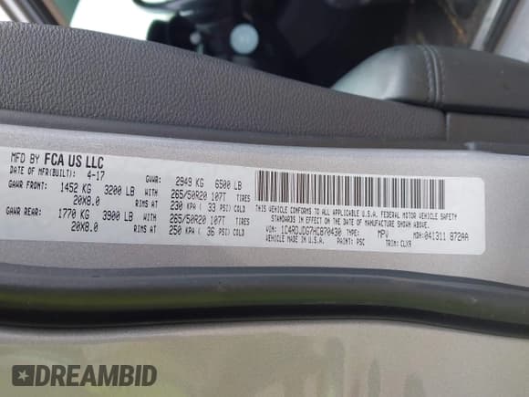 ✅ 2017 Dodge Durango GT • VIN: 1C4RDJDG7HC870430 • Lot: 43510555. Wystawiony na IAAI z przebiegiem 108 909 mil. Bezpłatny archiwum sprzedaży aukcyjnych z USA i szczegółowy raport historii pojazdu na DreamBid. Zdjęcie 9.