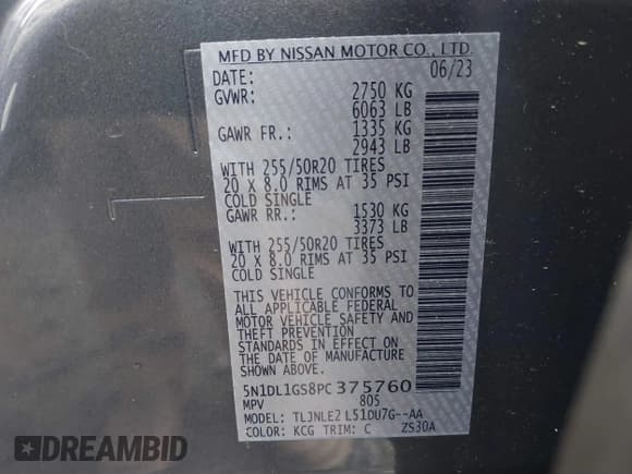 ✅ 2023 Infiniti QX60 Sensory • VIN: 5N1DL1GS8PC375760 • Лот: 41835862. Опубликован ранее на IAAI с пробегом 14 219 миль. Бесплатный доступ к архиву аукционных продаж из США и подробный отчёт об истории автомобиля на DreamBid. Изображение 9.