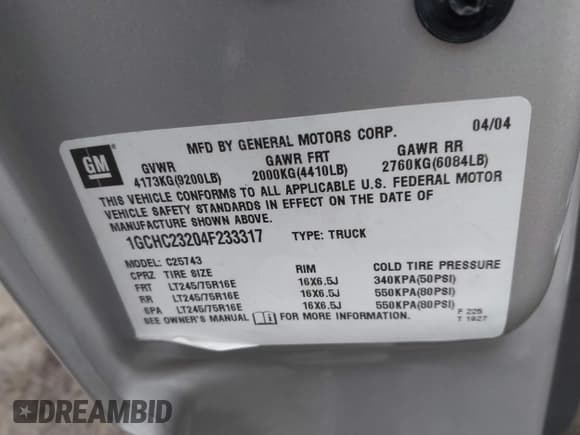 ✅ 2004 Chevrolet Silverado 2500HD LS • VIN: 1GCHC23204F233317 • Лот: 41774732. Опубликован ранее на IAAI с пробегом 182 896 миль. Бесплатный доступ к архиву аукционных продаж из США и подробный отчёт об истории автомобиля на DreamBid. Изображение 9.