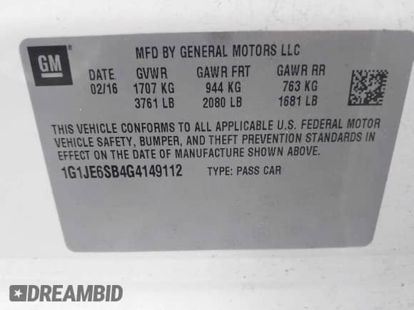 2016 Chevrolet Sonic LTZ с VIN 1G1JE6SB4G4149112, выставлен на аукционе IAAI как лот 42609538 с пробегом 104 429 миль миль и . История ставок и продаж доступна на DreamBid. Изображение 9.