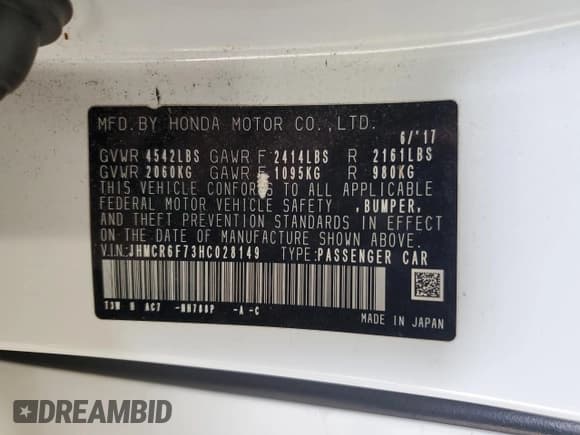 ✅ 2017 Honda Accord Touring • VIN: JHMCR6F73HC028149 • Lot: 59403915. Listed on Copart with 36,019 mi. Free auction sales archive from the USA and detailed vehicle history report at DreamBid. Image 12.