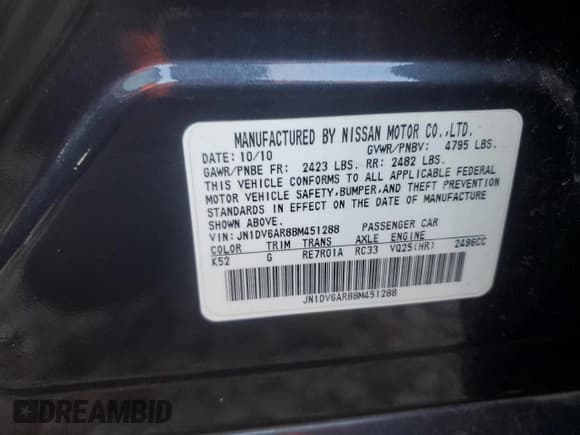 ✅ 2011 Infiniti G25 x • VIN: JN1DV6AR8BM451288 • Лот: 89921315. Опубликован ранее на Copart с пробегом 122 751 миль. Бесплатный доступ к архиву аукционных продаж из США и подробный отчёт об истории автомобиля на DreamBid. Изображение 12.