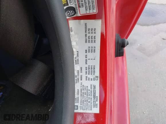 2005 Chevrolet Colorado Z85 with VIN 1GCCS148058231647, listed as a IAAI auction lot 42027464 with 165,295 mi miles and . Bid and sale history available at DreamBid. Image 9.