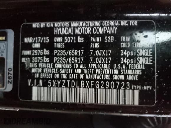 ✅ 2015 Hyundai Santa Fe • VIN: 5XYZTDLBXFG290723 • Лот: 91815815. Опубликован ранее на Copart с пробегом 165 066 миль. Бесплатный доступ к архиву аукционных продаж из США и подробный отчёт об истории автомобиля на DreamBid. Изображение 13.