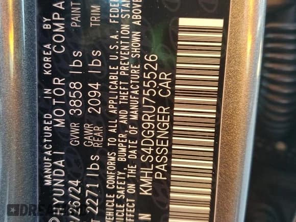 ✅ 2024 Hyundai Elantra SEL • VIN: KMHLS4DG9RU755526 • Лот: 92680535. Опубликован ранее на Copart с пробегом 17 940 миль. Бесплатный доступ к архиву аукционных продаж из США и подробный отчёт об истории автомобиля на DreamBid. Изображение 13.