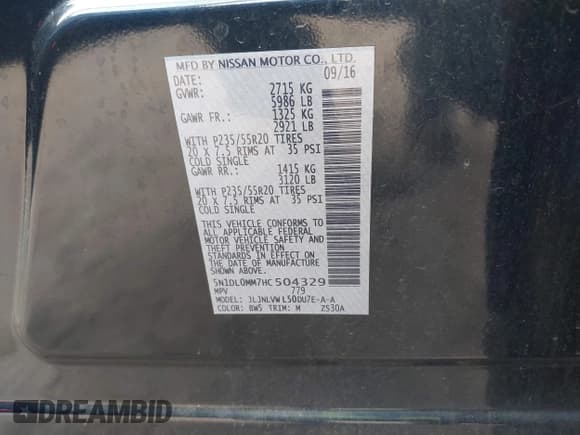 ✅ 2017 Infiniti QX60 • VIN: 5N1DL0MM7HC504329 • Lot: 43359538. Listed on IAAI with 132,949 mi. Free auction sales archive from the USA and detailed vehicle history report at DreamBid. Image 9.