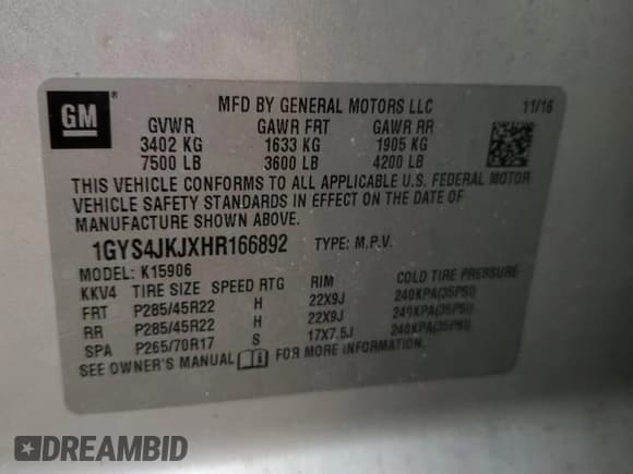 ✅ 2017 Cadillac Escalade ESV Premium Luxury • VIN: 1GYS4JKJXHR166892 • Lot: 90356335. Wystawiony na Copart z przebiegiem 202 099 mil. Bezpłatny archiwum sprzedaży aukcyjnych z USA i szczegółowy raport historii pojazdu na DreamBid. Zdjęcie 13.