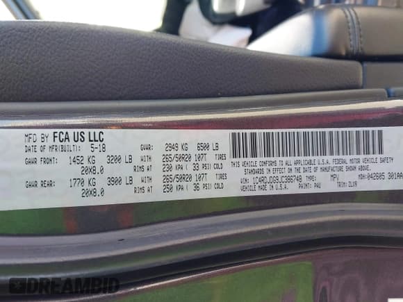 ✅ 2018 Dodge Durango GT • VIN: 1C4RDJDG9JC386748 • Лот: 41985780. Опубликован ранее на IAAI с пробегом 103 819 миль. Бесплатный доступ к архиву аукционных продаж из США и подробный отчёт об истории автомобиля на DreamBid. Изображение 9.