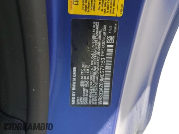 ✅ 2021 BMW M4 Competition • VIN: WBS33AZ03MCG77153 • Lot: 49113644. Listed on Copart with 21,147 mi. Free auction sales archive from the USA and detailed vehicle history report at DreamBid. Image 12.