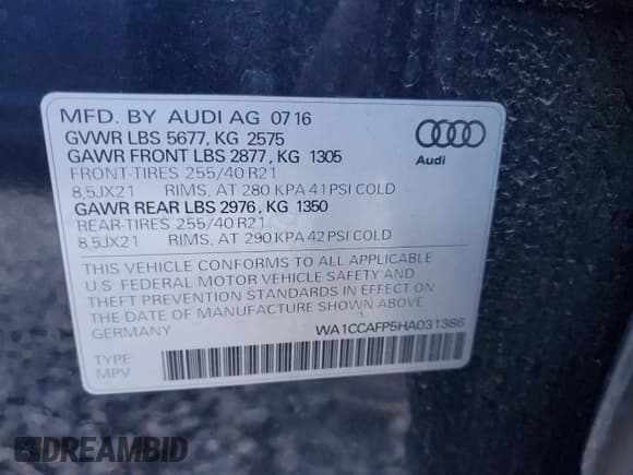 ✅ 2017 Audi SQ5 Premium Plus • VIN: WA1CCAFP5HA031386 • Lot: 44468625. Listed on Copart with 91,167 mi. Free auction sales archive from the USA and detailed vehicle history report at DreamBid. Image 12.