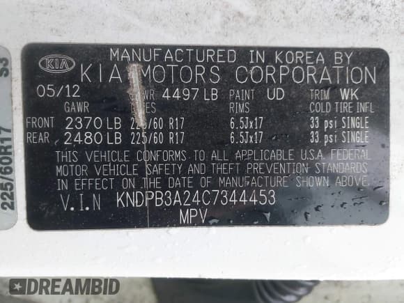 ✅ 2012 Kia Sportage LX • VIN: KNDPB3A24C7344453 • Lot: 43772319. Listed on IAAI with 276,590 mi. Free auction sales archive from the USA and detailed vehicle history report at DreamBid. Image 9.