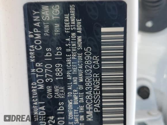 ✅ 2024 Hyundai Venue SEL • VIN: KMHRC8A38RU328905 • Lot: 51745915. Listed on Copart with 11,957 mi. Free auction sales archive from the USA and detailed vehicle history report at DreamBid. Image 13.