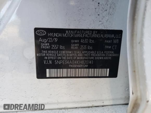 ✅ 2019 Hyundai Sonata Limited • VIN: 5NPE34AB4KH820141 • Lot: 71552872. Listed on Copart with 21,988 mi. Free auction sales archive from the USA and detailed vehicle history report at DreamBid. Image 12.