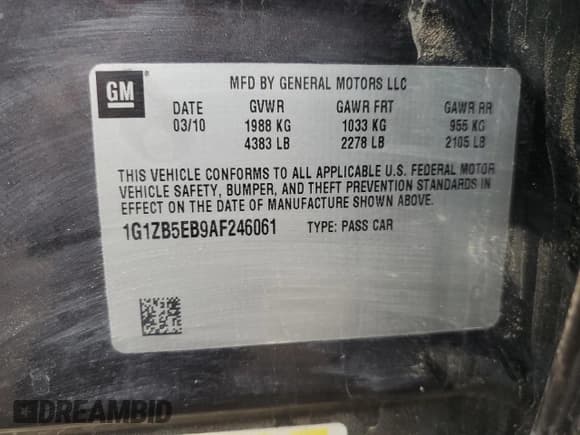 ✅ 2010 Chevrolet Malibu 1LS • VIN: 1G1ZB5EB9AF246061 • Lot: 78244184. Listed on Copart with 149,453 mi. Free auction sales archive from the USA and detailed vehicle history report at DreamBid. Image 14.