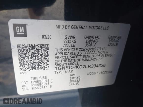 ✅ 2020 Chevrolet Suburban LT • VIN: 1GNSCHKC7LR304326 • Lot: 42840249. Wystawiony na IAAI z przebiegiem 249 916 mil. Bezpłatny archiwum sprzedaży aukcyjnych z USA i szczegółowy raport historii pojazdu na DreamBid. Zdjęcie 9.