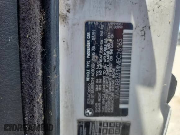 1991 BMW 3 Series z VIN WBABB2314MEC26165, wystawiony jako Copart lot #58839205 z przebiegiem 124 898 mil mil oraz Szkoda całkowita • Salvage title. Historia ofert i sprzedaży dostępna na DreamBid. Obrazek 12.